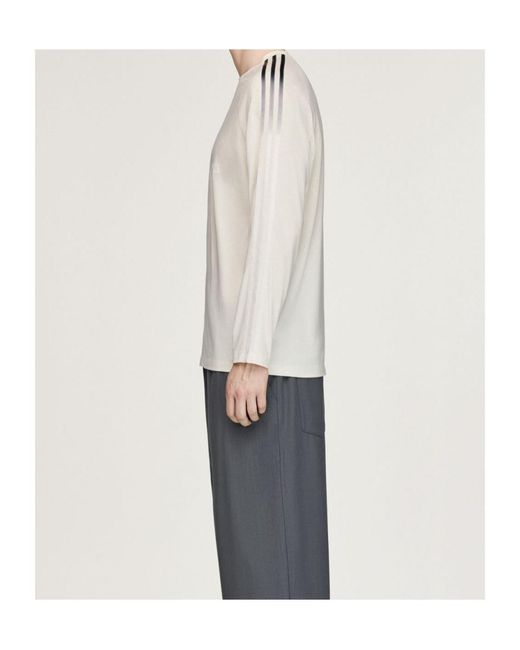 Y-3 Natural Long Sleeve Logo T-Shirt for men