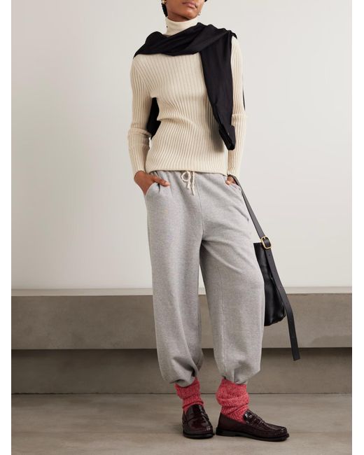 The Elder Statesman Natural Ribbed Cashmere Turtleneck Sweater