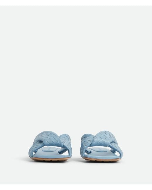Bottega Veneta Blue Riva Intrecciato Flat Mule Sandals