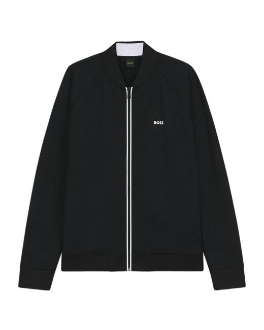 Boss Black Triangle-Jacquard Zip-Up Sweatshirt With Rubberised Logo for men