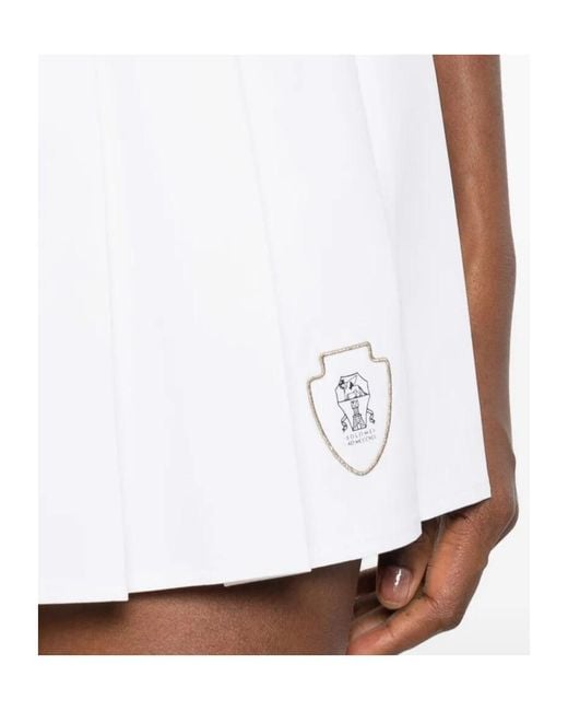 Brunello Cucinelli White Striped Pleated Skirt
