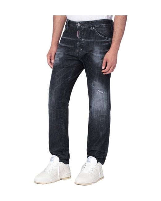 DSquared² Blue Cool Guy Straight Leg Distressed Jeans for men
