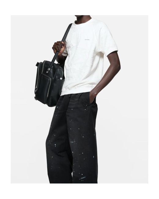 Acne White Crinkled Fleece T-Shirt for men