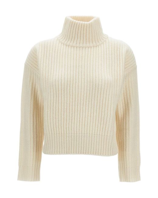 Lisa Yang White Turtleneck Long-Sleeves Sweater