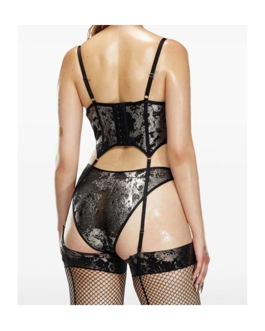 DIESEL Black X Savage X Fenty Mesh Panelled Foiled Bustier