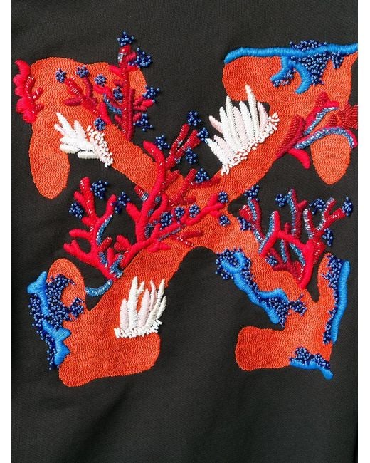 Off-White c/o Virgil Abloh Black Coral-Embroidered Oversized Jumper