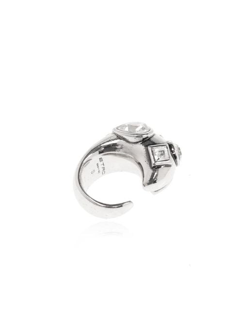 Etro White Embellished Ring