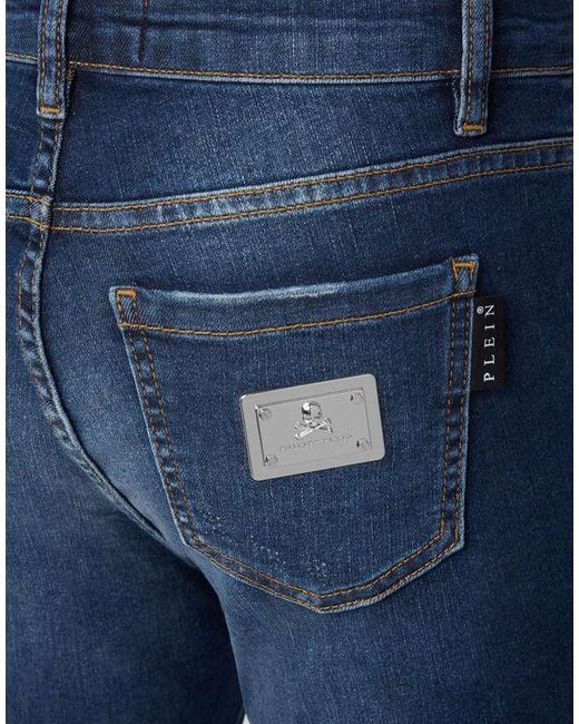Philipp Plein Blue Logo Details Jeans