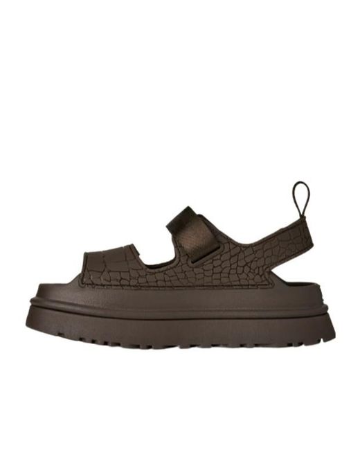 Ugg Brown Goldenglow Embossed Platform Sandals