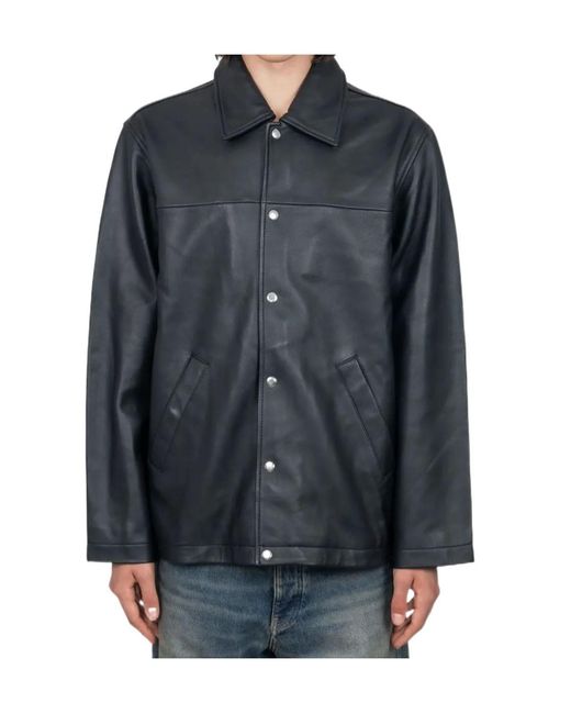 sunflower Black Buttoned Leather Jacket for men