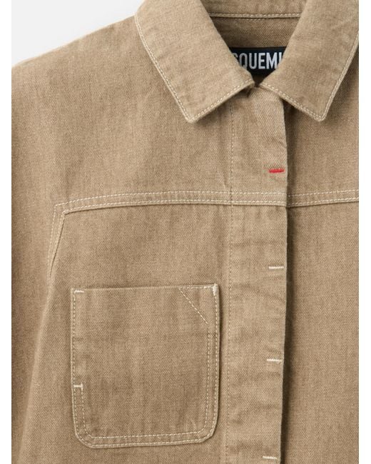 Jacquemus Natural Ovalo Cropped Denim Jacket