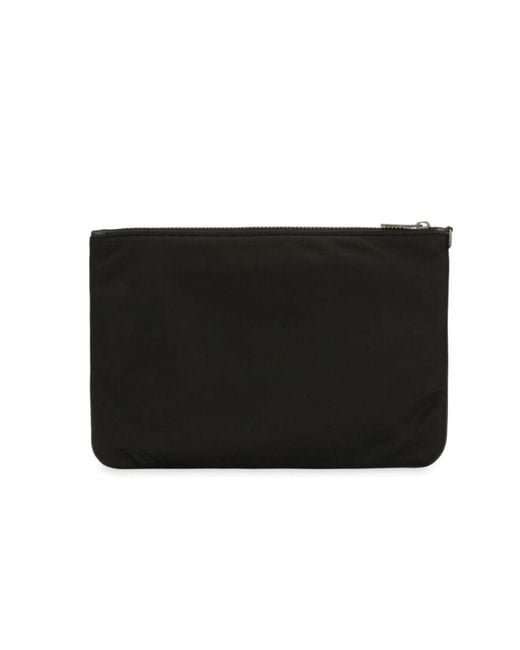 Dolce & Gabbana Black Logo Print Zipped Clutch Bag for men