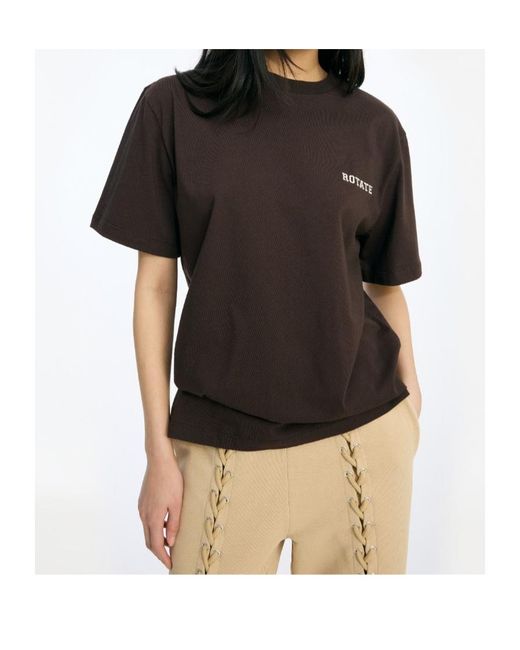 ROTATE BIRGER CHRISTENSEN Black Logo Cotton T-Shirt