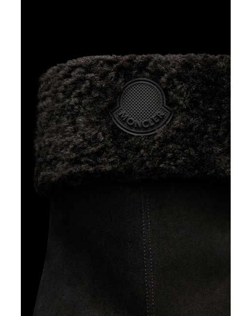 Moncler Black Wedge Sole Suede Boots
