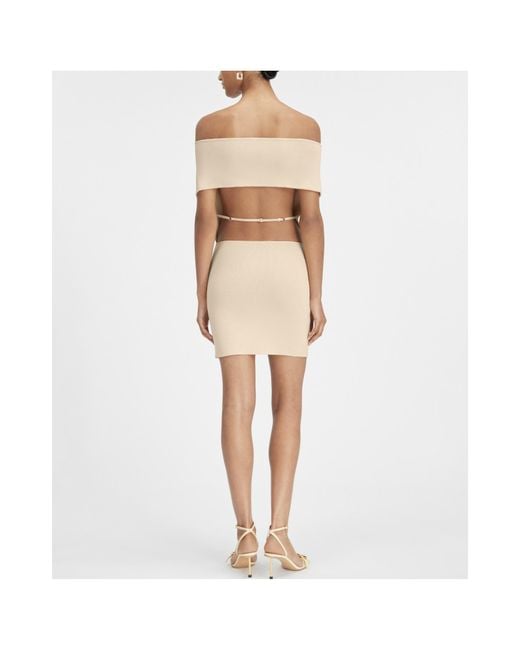 Jacquemus Natural La Robe Cubista Off-Shoulder Dress