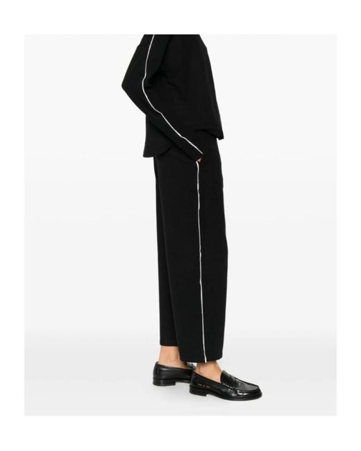 Varley Black Brushed Rib Straight Leg Trousers