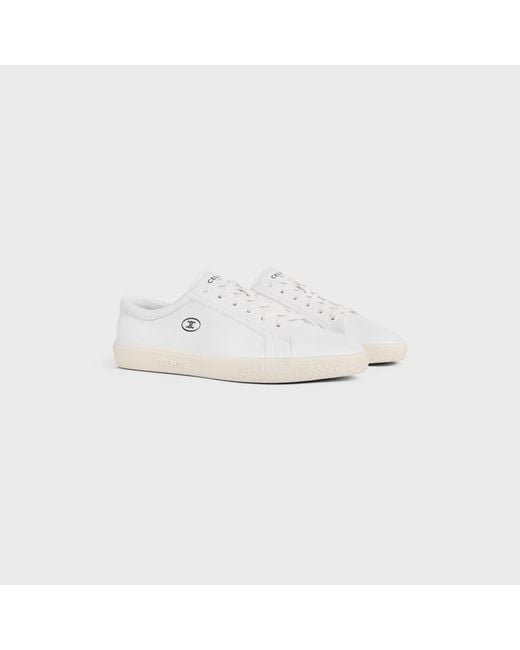 Céline White Lou Low Lace-Up Sneaker With Triomphe for men