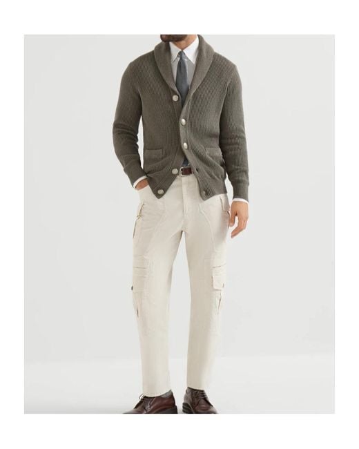 Brunello Cucinelli Green Malfilé-Cotton English-Rib Cardigan for men