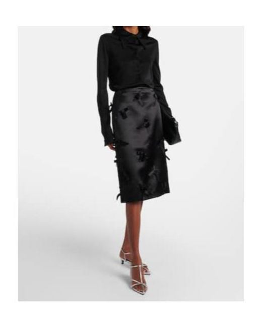 Jil Sander Black Bow-Detail Satin Midi Skirt