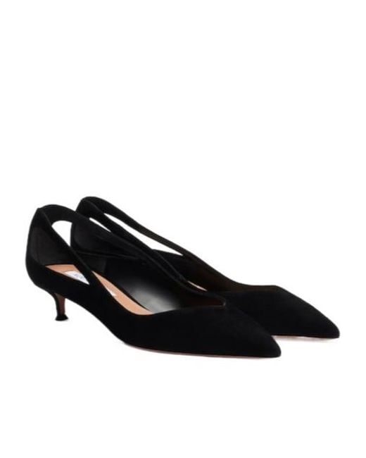 Aquazzura Black Pointed-Toe Solid Color Low-Heel Shoes