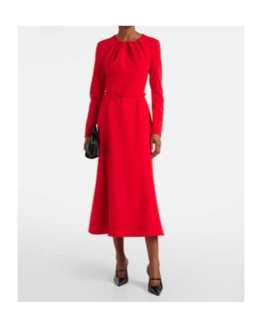 Carolina Herrera Red Belted Crêpe Midi Dress