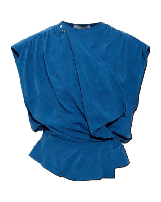 IRO Blue Pleated Top
