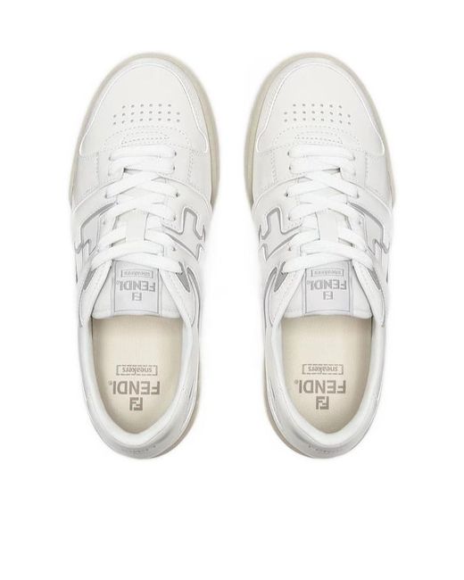 Fendi White Match Panelled Low-Top Sneakers for men