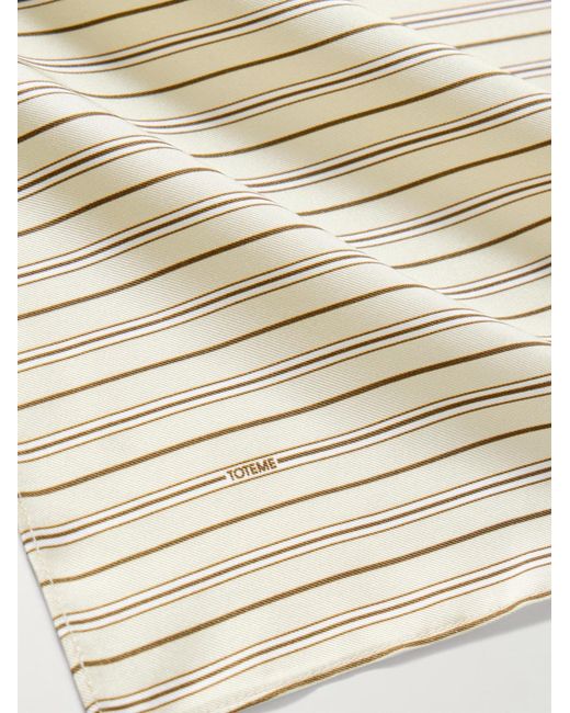 Totême Natural Striped Silk Scarf