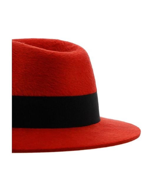 Saint Laurent Red Wool Fedora for men