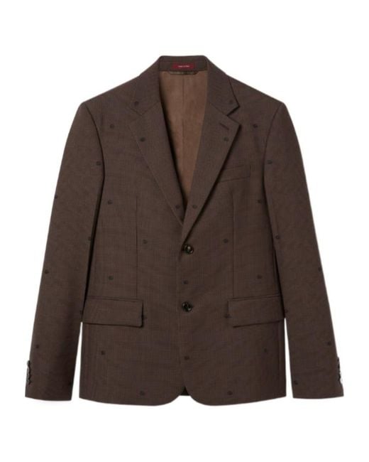 Gucci Brown Gg Houndstooth Wool Jacquard Jacket for men