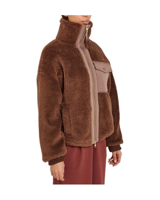 Varley Brown Panelled Fleece Jacket