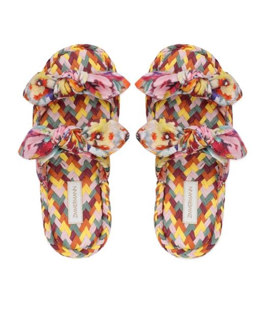 Zimmermann Red Printed Slippers