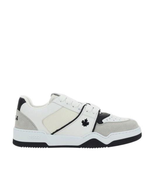 DSquared² White Spiker Logo Printed Low-Top Sneakers