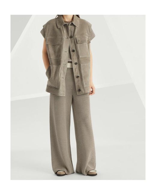 Brunello Cucinelli Gray Cotton Track Trousers