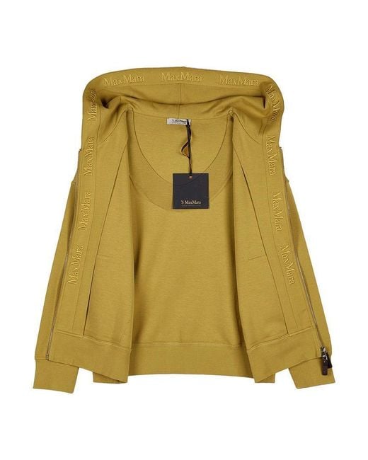 Max Mara Green Long-Sleeved Hooded Sweatshirt