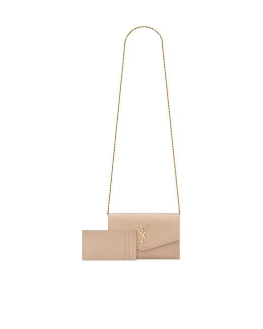 Saint Laurent White Uptown Chain Wallet