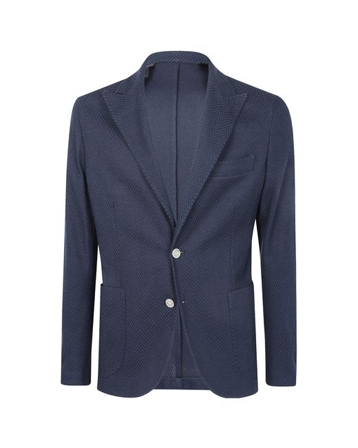 Barba Napoli Blue Single-Breasted Blazer for men