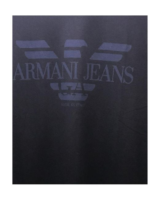 Armani Jeans Blue Logo Round Collar Long-Sleeved T-Shirt for men