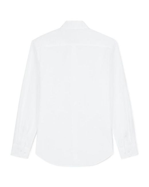 Giorgio Armani White Regular Fit Cotton Seersucker Shirt for men