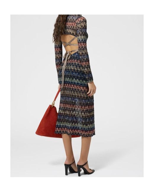 Missoni Gray Cut-Out Detail Midi Dress