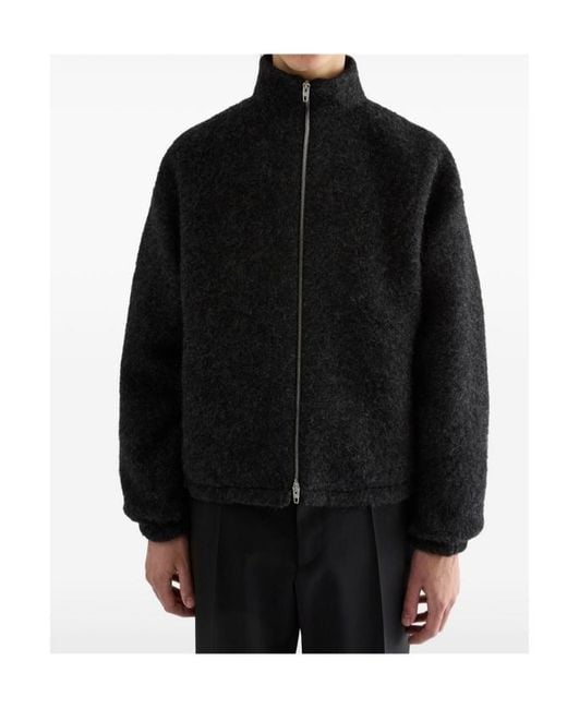 Jil Sander Black Zip Up Long Sleeved Sweatshirt for men