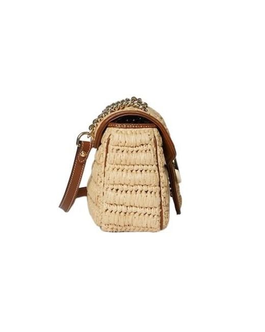 Gucci Natural Gg Marmont Woven Medium Shoulder Bag