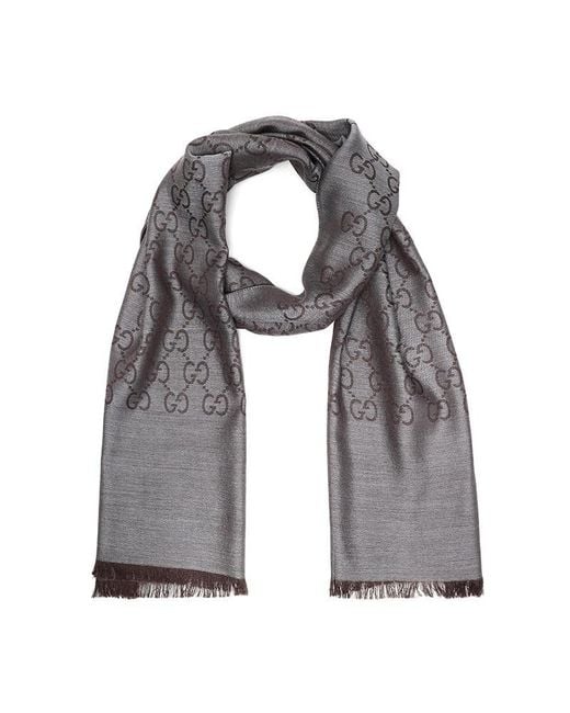 Gucci Gray Classic Logo Scarf for men