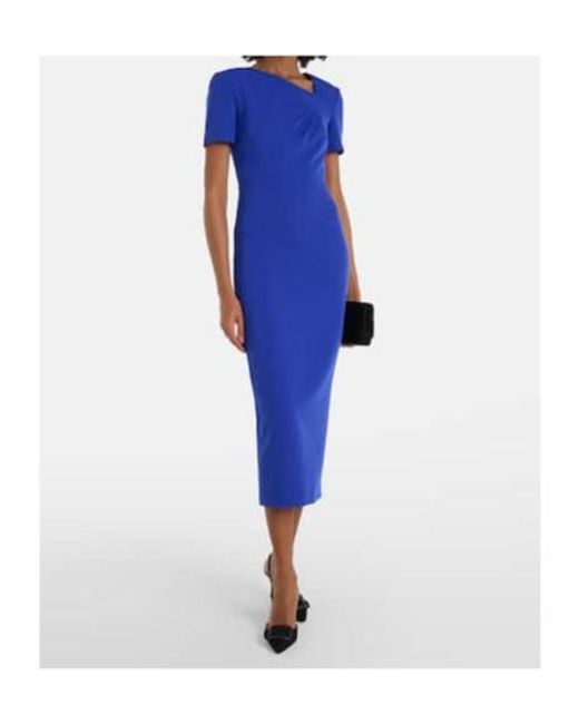 Roland Mouret Blue Draped Crêpe Midi Dress