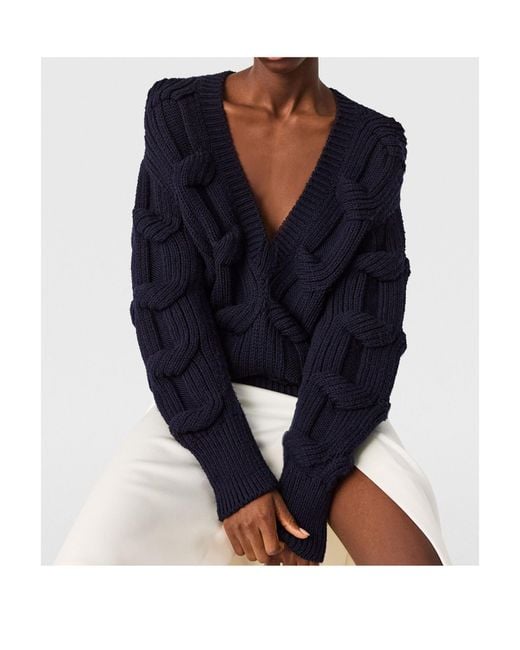 Stella McCartney Blue Chain V-Neck Knitted Jumper