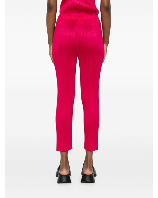 Pleats Please Issey Miyake Red Pleated Trousers