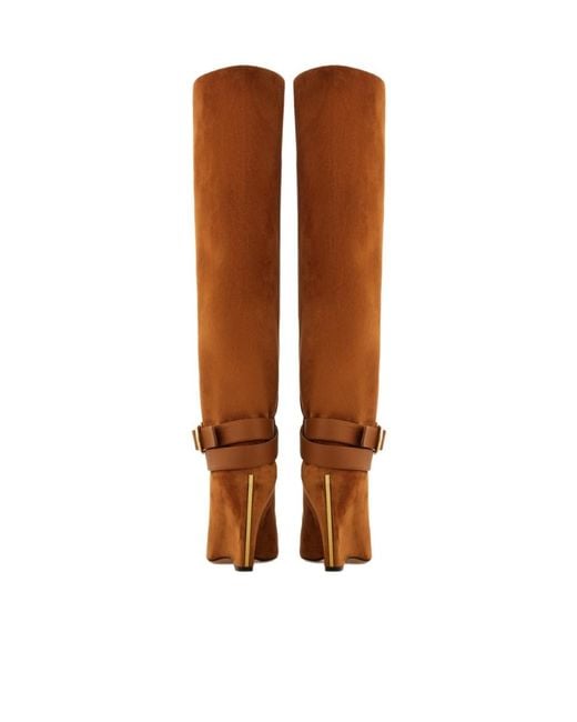 Ferragamo Brown Knee High Boot With Wedge Heel