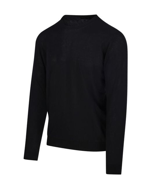 Roberto Collina Black Round Neck Sweater for men