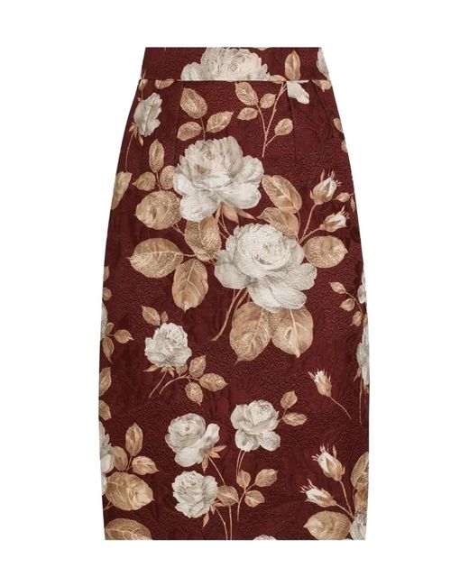 Dolce & Gabbana Multicolor Floral Printed Midi Skirt