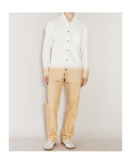 Lanvin White Gradient Effect Curved Hem Shirt for men
